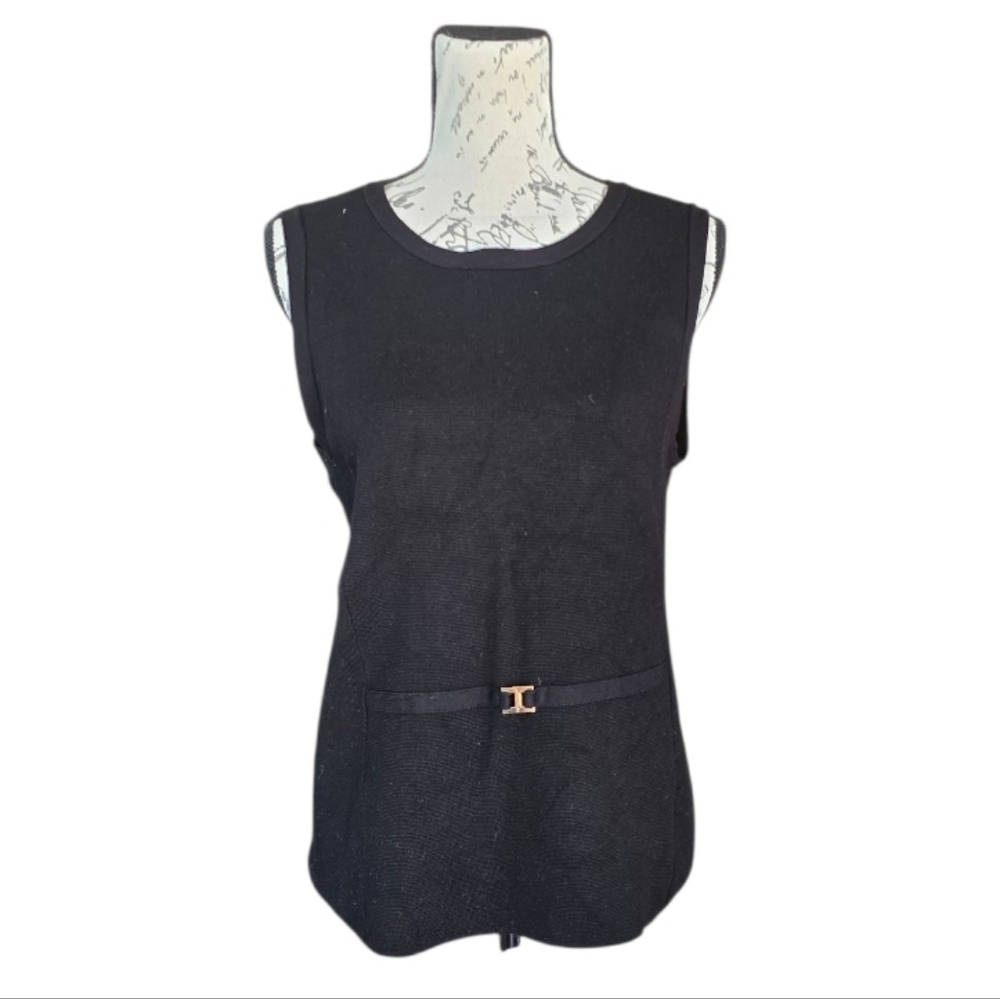 Tommy Hilfiger Black Sleeveless Knit Sweater Top L